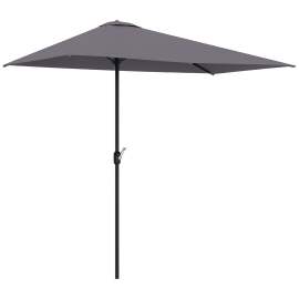 Parasol Soureval Demi-Lune Balcon Terrasse Anti-UV Gris Métal Résistant 230 cm
