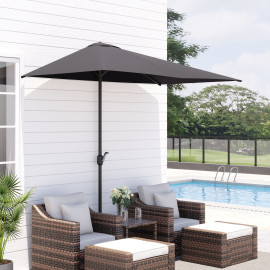 Parasol Soureval Demi-Lune Balcon Terrasse Anti-UV Gris Métal Résistant 230 cm
