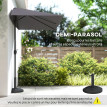 Parasol Soureval Demi-Lune Balcon Terrasse Anti-UV Gris Métal Résistant 230 cm
