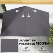 Parasol Soureval Demi-Lune Balcon Terrasse Anti-UV Gris Métal Résistant 230 cm