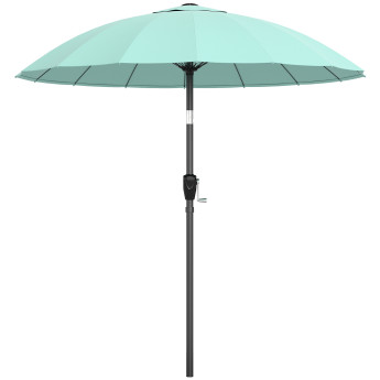 Parasol Timoteo inclinable anti-UV 30+ manivelle turquoise 2m jardin extérieur