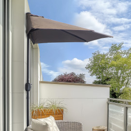 Parasol Ottavio Demi-Cercle Balcon Terrasse Élégant Chocolat