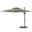 Parasol Echeval Déporté Carré Double Toit Polyester Anti-UV Gris Clair 247x247cm