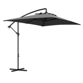 Parasol déporté Oretta rectangulaire gris extérieur design résistant 294x193 cm