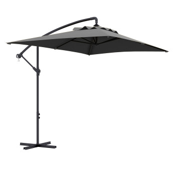 Parasol déporté Oretta rectangulaire gris extérieur design résistant 294x193 cm