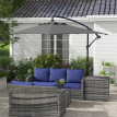 Parasol déporté Oretta rectangulaire gris extérieur design résistant 294x193 cm
