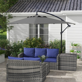 Parasol déporté Oretta rectangulaire gris extérieur design résistant 294x193 cm