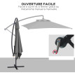 Parasol déporté Oretta rectangulaire gris extérieur design résistant 294x193 cm