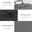 Parasol déporté Oretta rectangulaire gris extérieur design résistant 294x193 cm