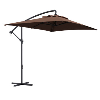 Parasol déporté Hersende rectangulaire kaki extérieur jardin terrasse piscine