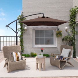 Parasol déporté Hersende rectangulaire kaki extérieur jardin terrasse piscine