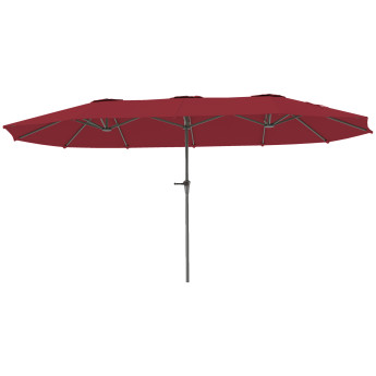 Parasol Millhaven Jardin Extérieur 4m Résistant Bordeaux Anti-UV Manivelle Fluide