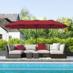 Parasol Millhaven Jardin Extérieur 4m Résistant Bordeaux Anti-UV Manivelle Fluide