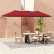 Parasol Millhaven Jardin Extérieur 4m Résistant Bordeaux Anti-UV Manivelle Fluide
