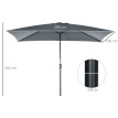 Parasol Whitestone Rectangulaire Inclinable Gris Foncé Protection UV 295x195 cm