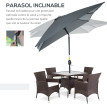 Parasol Whitestone Rectangulaire Inclinable Gris Foncé Protection UV 295x195 cm
