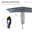 Parasol Whitestone Rectangulaire Inclinable Gris Foncé Protection UV 295x195 cm