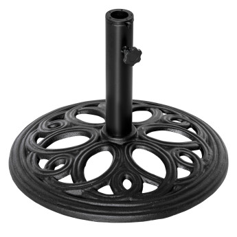 Pied de Parasol Vordric Design Rosace Fer Forgé Fonte Noir Jardin Terrasse Piscine 38-48mm