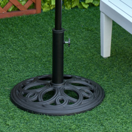 Pied de Parasol Vordric Design Rosace Fer Forgé Fonte Noir Jardin Terrasse Piscine 38-48mm