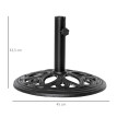 Pied de Parasol Vordric Design Rosace Fer Forgé Fonte Noir Jardin Terrasse Piscine 38-48mm