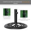 Pied de Parasol Vordric Design Rosace Fer Forgé Fonte Noir Jardin Terrasse Piscine 38-48mm