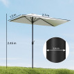 Parasol Romualdo Demi Balcon Terrasse Anti-UV Crème 230x130 cm Manivelle