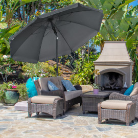 Parasol Cerneval inclinable octogonal 180x209 cm acier polyester gris UV50+ jardin terrasse