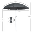 Parasol Cerneval inclinable octogonal 180x209 cm acier polyester gris UV50+ jardin terrasse