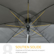 Parasol Cerneval inclinable octogonal 180x209 cm acier polyester gris UV50+ jardin terrasse