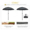 Parasol Cerneval inclinable octogonal 180x209 cm acier polyester gris UV50+ jardin terrasse