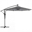 Parasol Vézeval LED déporté inclinable étanche gris foncé 295 cm