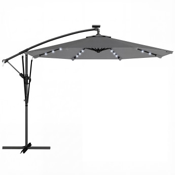 Parasol Vézeval LED déporté inclinable étanche gris foncé 295 cm