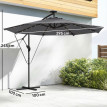 Parasol Vézeval LED déporté inclinable étanche gris foncé 295 cm