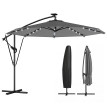 Parasol Vézeval LED déporté inclinable étanche gris foncé 295 cm