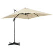 Parasol Olegario déporté inclinable 360° grand format 245x245 cm beige