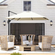 Parasol Olegario déporté inclinable 360° grand format 245x245 cm beige
