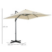Parasol Olegario déporté inclinable 360° grand format 245x245 cm beige