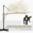 Parasol Olegario déporté inclinable 360° grand format 245x245 cm beige