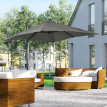 Parasol Ingolbach déporté carré inclinable 360° gris anti-UV 2,45m