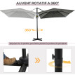 Parasol Ingolbach déporté carré inclinable 360° gris anti-UV 2,45m