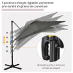 Parasol Ingolbach déporté carré inclinable 360° gris anti-UV 2,45m