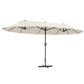 Parasol Lagoferro XXL Acier Polyester Crème Manivelle 4,6m Protection Solaire