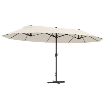 Parasol Lagoferro XXL Acier Polyester Crème Manivelle 4,6m Protection Solaire