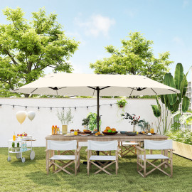 Parasol Lagoferro XXL Acier Polyester Crème Manivelle 4,6m Protection Solaire