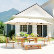 Parasol Lagoferro XXL Acier Polyester Crème Manivelle 4,6m Protection Solaire