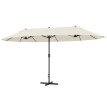 Parasol Lagoferro XXL Acier Polyester Crème Manivelle 4,6m Protection Solaire