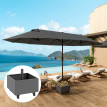 Pied Parasol Nemesio 2 en 1 Jardinière Mobile Stabilisateur Gris Métal Galvanisé