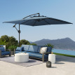 Parasol Idric 3x3m réglable anti-UV UPF50+ bleu résistant vent