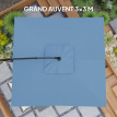 Parasol Idric 3x3m réglable anti-UV UPF50+ bleu résistant vent