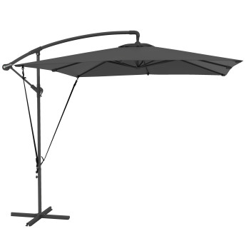 Parasol Brunetta déporté carré inclinable anthracite résistant UV et vent
